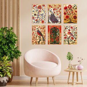 Set of Six Wall Paintings for Wall Dacoration Golden Framed Wall Paintings for Living Room & Bedroom Wall Art for Home Decoration & Office Wall Dรฉcor (13x10 inch CH-GD6-9)